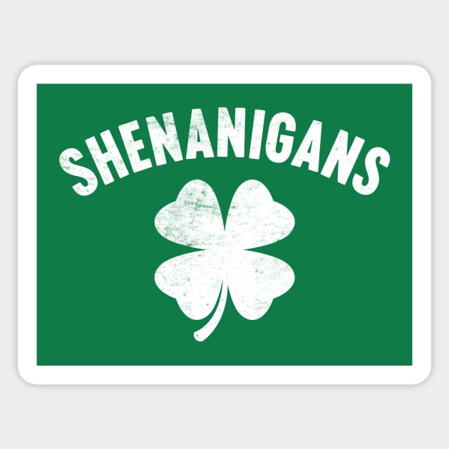 Shenanigans Shamrock White St. Patrick's Day Sticker by Luluca Shirts